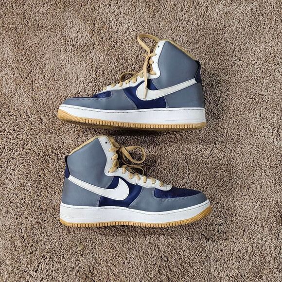 Nike Air Force 1 High By You Custom Grey/White/Blue/Tan - Men sz 12 - Picture 2 of 5